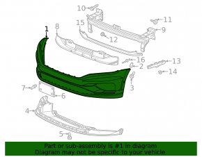 Bare front bumper for a VW Passat 20-22 without parking sensors