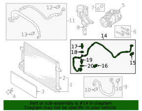 Air conditioner heater-condenser tube VW Passat b8 16-19 USA 1.8T