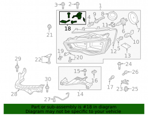 Upper right headlight mount Audi A4 B8 13-16 rest
