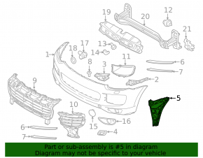 Front bumper bracket triangle right Porsche Cayenne 958 15-17 rest