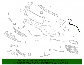 Left front bumper grille molding for Mercedes GLE 53 21-23 AMG pack