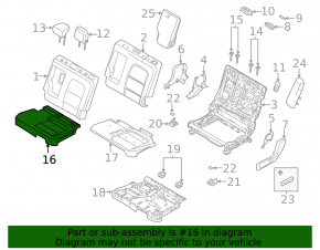 2nd row seat trim, lower left, Ford Escape MK4 23-25, black leather with perforation, hybrid
