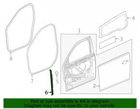 Door seal front right side Chevrolet Malibu 16- front