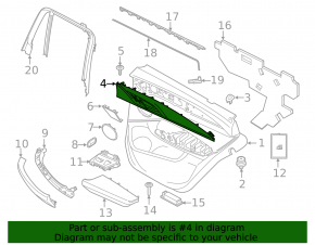 Door trim panel (card) for the rear right BMW X3 G01 18-21, wood grain, with backlight, with handle, scratches, broken fasteners, broken connector housing