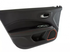 Door trim card front left Jeep Compass 17-21 leather black with red stitching, Trailhawk