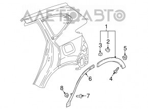 Honda CRV 17-22 rear left front fender arch trim, structure, scratches