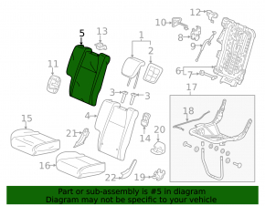 Rear seats, 2nd row, right, Honda HR-V 16-18, without headrest, mechanical, gray cloth, dry cleanable