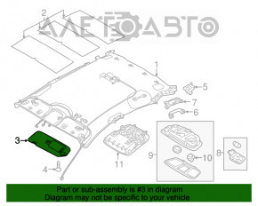 Left visor Hyundai Azera 12-17 beige, without hook, dry-cleanable