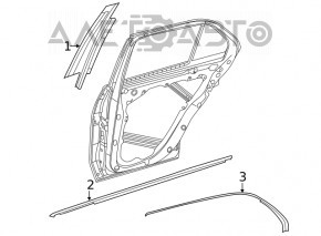 Upper rear left door molding Mercedes W167 GLE 350 450 20-23 chrome with glass seal, scratches