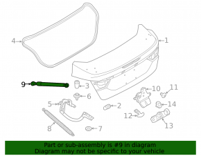 Left trunk lid shock absorber for Ford Focus mk3 11-18 4d