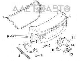 Left trunk lid shock absorber for Ford Focus mk3 11-18 4d