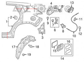Mazda CX-5 17-25 rear left quarter wing on the body, blue