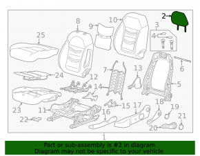 Headrest front left Chevrolet Volt 16- leather black