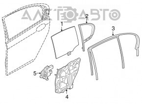 Glass of the rear left door BMW 7 G12 16-19 double, athermal, under the curtain