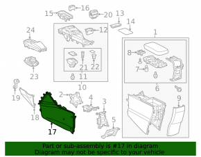 Lexus CT200h 11-17 black center console trim, rear left side