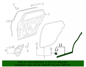 Rear right door seal for Lexus LS 18-23