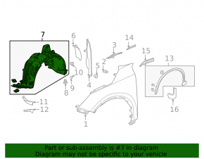 Front left fender liner for Acura MDX 2021-2025 Without type S