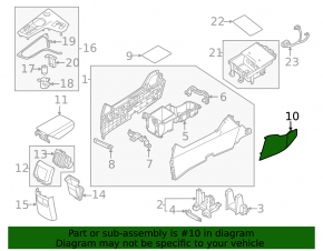 Black center console trim, front left side, Kia Sportage 23-26