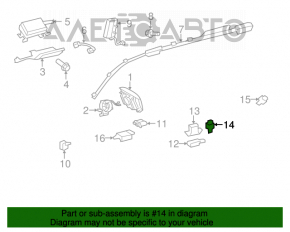 Airbag sensor, left door, Lexus RX350 RX450h 10-15