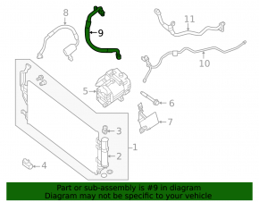 Nissan Leaf 13-17 air conditioning compressor-heater hose, type 1, without cap