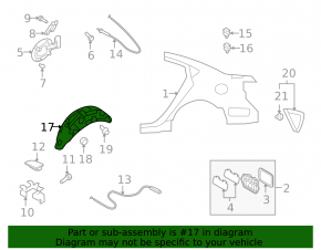 Rear right fender liner Mazda6 09-13