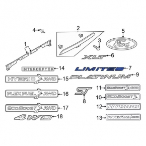 Emblem inscription limited tailgate Ford Explorer 20-