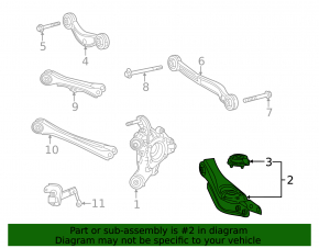 Lower control arm under the rear right spring, Acura RDX 19-25 4WD, without AWD