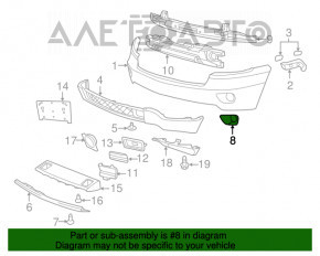 Right fog light frame Jeep Grand Cherokee WK2 11-13 structure