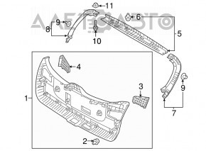 Upper trim of the trunk door of Kia Niro 17-22, black, scratched