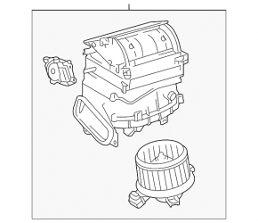 Bare fan housing, right side of Toyota Prius V 12-17