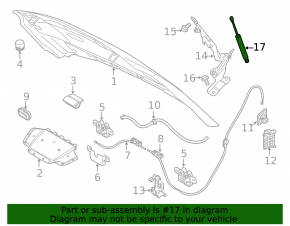Left hood shock absorber for Volvo S60 11-18