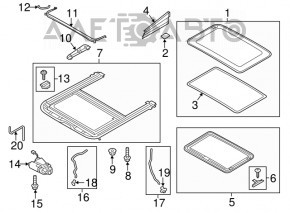 Sunroof assembly for Audi A6 C7 12-18, beige curtain, scratches on the glass, curtain for dry cleaning