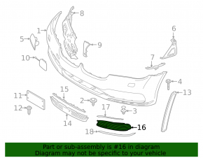 Lower grille front bumper left BMW 7 G11 G12 16-19 without fog lights, with chrome molding