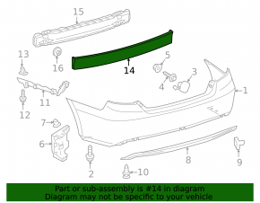 Toyota Camry V55 15-17 Rear Bumper Absorber (USA)