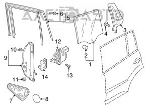 Upper rear left door molding for VW Tiguan 18-24 with glass seal, with chrome, seal torn