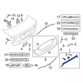 Trunk lid trim under the handle Ford Fusion mk5 13-16 broken guide