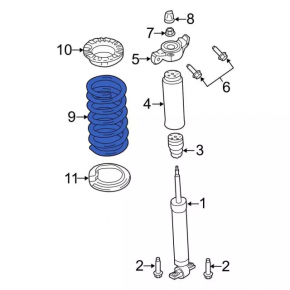 Front left spring for Ford Mustang mk6 15-17
