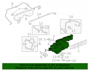 Jaguar XE 14-20 turbocharger assembly with manifold