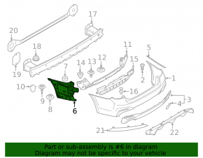 Right rear bumper mount for BMW 5 G30 17-20 M Sport