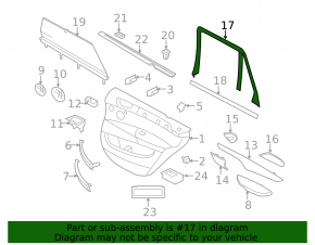 Frame inner door rear left BMW X5 F15 14-18 under curtain