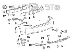 Rear bumper bare Toyota Prius 30 10-15 red, cracked fasteners