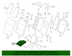 Rear seat backrest center BMW X3 F25 11-17, Elfenbein-Weiss leather with red stitching, Sport, dry-cleanable, dented