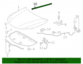 Hood shock absorber right Toyota Avalon 13-18