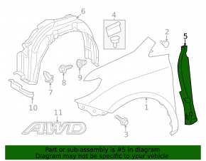 Wing seal door-wing left Toyota Sienna 15-20