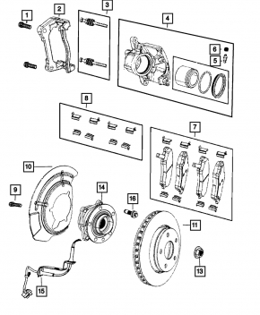 Front left caliper assembly for Jeep Compass 17-25