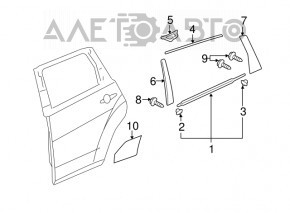 Door molding upper rear left Acura MDX 07-13 black