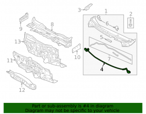Kia Forte 14-18 center windshield wiper grille seal