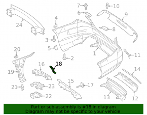 Rear bumper mount, left upper, Mercedes S-class W222 14-20