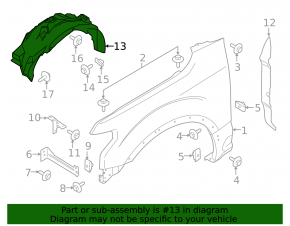 Front left fender liner Ford F-150 15-20 2.7, 3.5