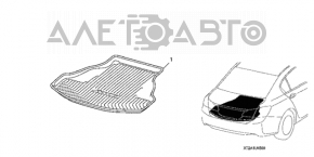 Honda Accord 13-16 trunk mat, black rubber